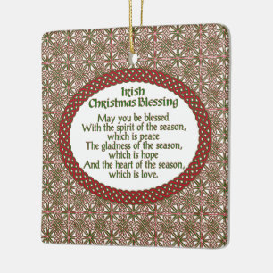 Ornamento De Cerâmica Bênção irlandesa do Natal, feriado celta verde