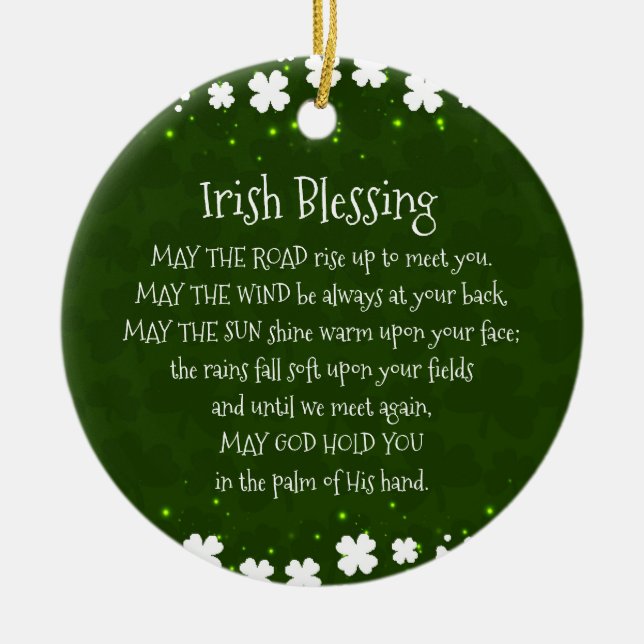 Ornamento De Cerâmica Bênção irlandesa, que a estrada se erguesse para t (Frente)