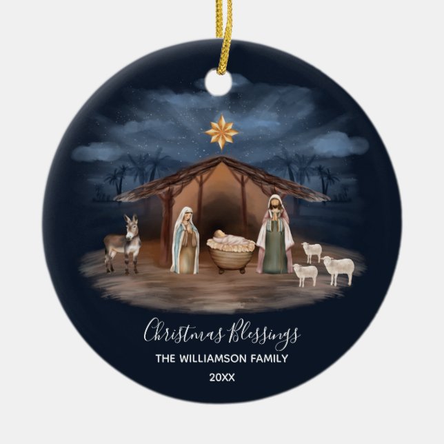 Ornamento De Cerâmica Bênçãos de Natal Cristão (Frente)