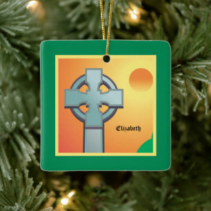 Ornamento De Cerâmica Bênçãos Irlandesas Cruz Personalizada