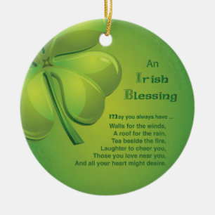 Ornamento De Cerâmica Bênçãos Irlandesas Shamrock Verde, Celta