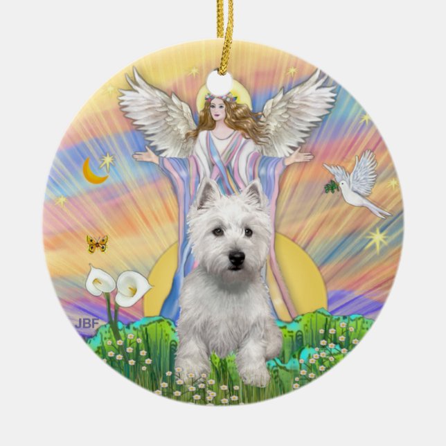 Ornamento De Cerâmica Bênçãos - Westie (P) (Frente)