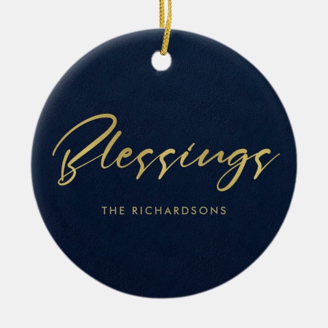 ORNAMENTO DE CERÂMICA BÊNDIOS DE CALLIGRÁFICO MÍNIMO DOURADO DE MARINHO  (Frente)