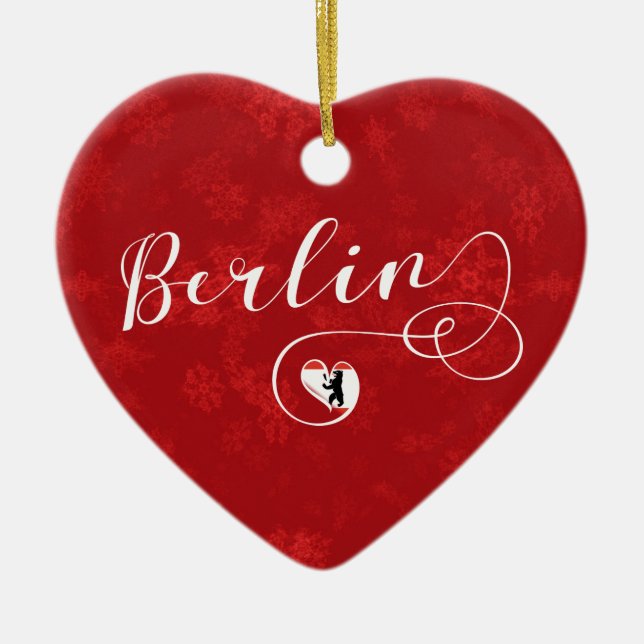 Ornamento De Cerâmica Berlin Heart, Christmas Tree Ornament, Alemanha (Frente)