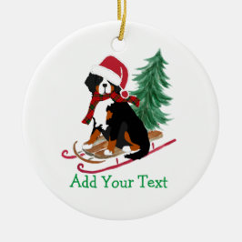Ornamento De Cerâmica Bermudo Personalizado, Mt. Cachorro de Natal Sled
