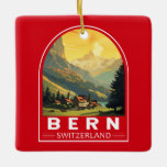 Ornamento De Cerâmica Bern Suiça Art Vintage<br><div class="desc">Design de viagem de vetor retrô de Berna. Berna,  a capital da Suiça,  é construída em torno de um cantor no rio Aare.</div>