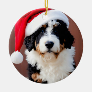 Ornamento De Cerâmica Bernedoodle Christmas