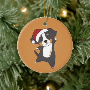 Ornamento De Cerâmica Bernese Feliz Natal Feliz Cachorro Adulto