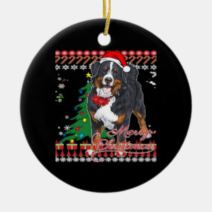 Ornamento De Cerâmica Bernese Mountain Dog Camisa de Natal Feia