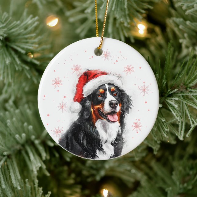 Ornamento De Cerâmica Bernese Mountain Dog Christmas Personalized (Árvore)