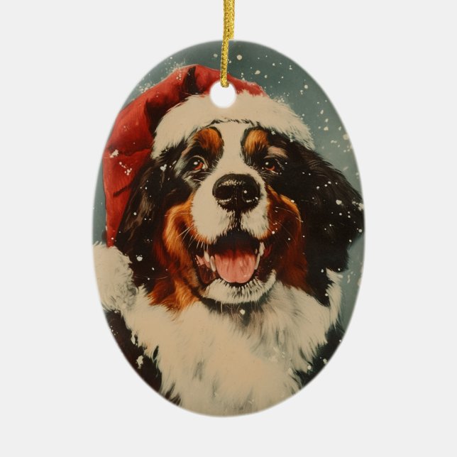 Ornamento De Cerâmica Bernese Mountain dog Natal (Frente)