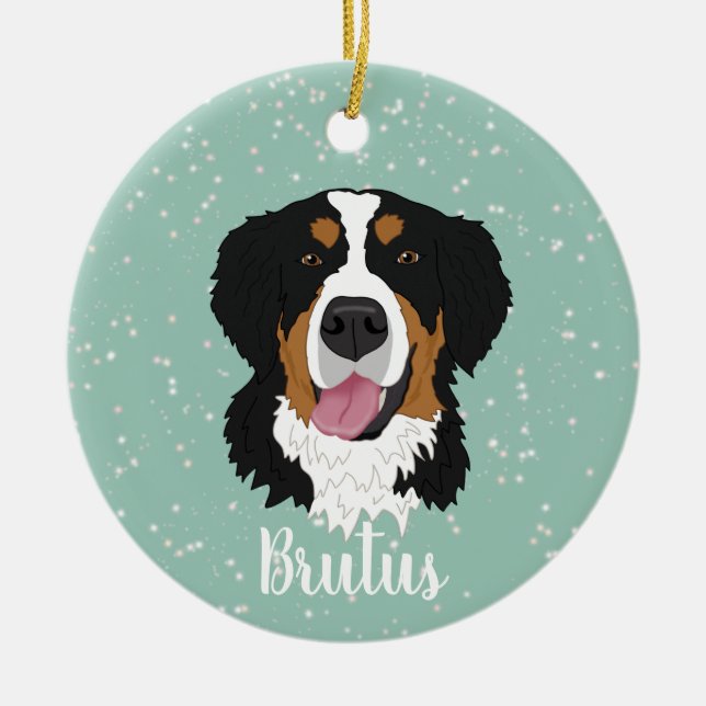Ornamento De Cerâmica Bernese Mountain Dog Natal (Frente)