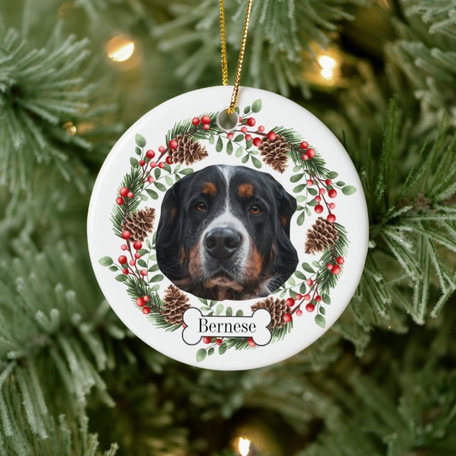 Ornamento De Cerâmica Bernese Mountain Dog Ornament Personalizado Pet (Árvore)