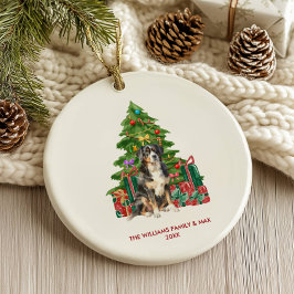 Ornamento De Cerâmica Bernese Mountain Dog Personalizou o Natal