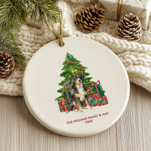 Ornamento De Cerâmica Bernese Mountain Dog Personalizou o Natal