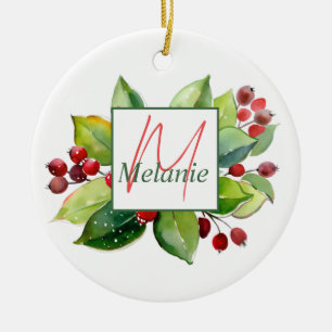 Ornamento De Cerâmica Berries Botânicos de Férias Personalizadas Elegant