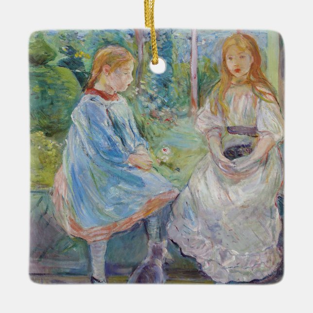 Ornamento De Cerâmica Berthe Morisot - Jovens Garotas na Janela (Frente)