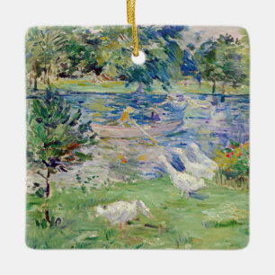 Ornamento De Cerâmica Berthe Morisot - Menina num Barco com Gansos