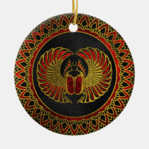 Ornamento De Cerâmica Besouro egípcio do escaravelho - ouro e metálico