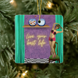 Ornamento De Cerâmica Best Life Funky Vintage Kitsch