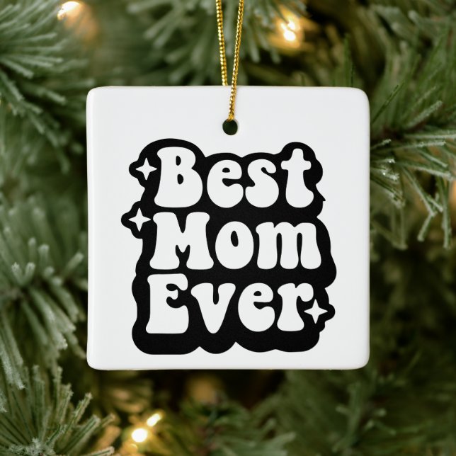Ornamento De Cerâmica Best Mom Ever Retro Photo Christmas Keepsake  (Árvore)