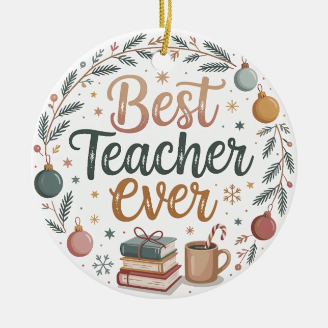 Ornamento De Cerâmica Best Teacher Ceramic Ornament (Frente)