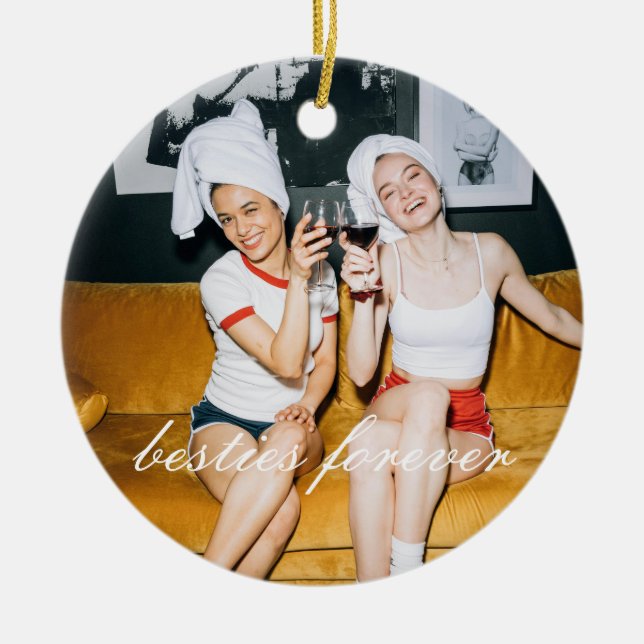 Ornamento De Cerâmica Besties para o Natal da Amizade (Frente)