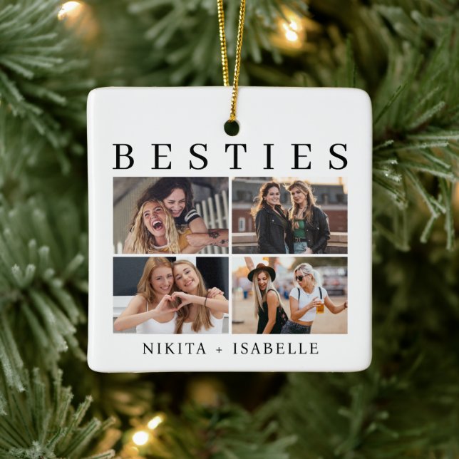 Ornamento De Cerâmica Besties Photo Collage Friendship Keepsake Gift (Árvore)