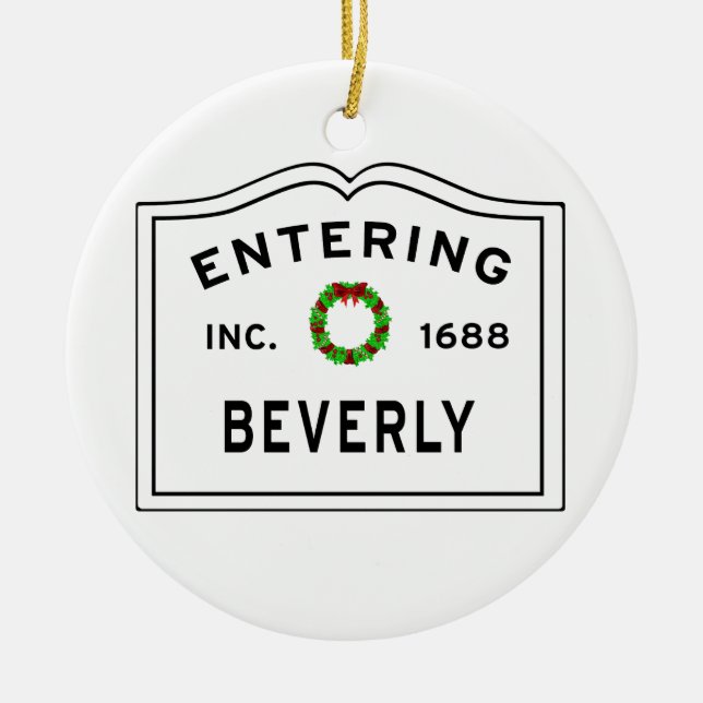 Ornamento De Cerâmica Beverly, MÃE Holiday Wreath Metal Ornament (Frente)