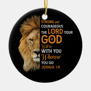 Ornamento De Cerâmica Bíblia Cristã Verse Joshua 1 9 Leão Fé