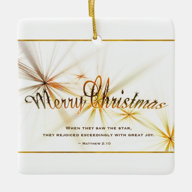 Ornamento De Cerâmica Bíblia de Natal Verso Design Moderno Personalizado (Frente)