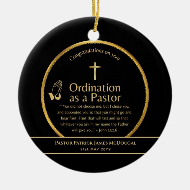 Ornamento De Cerâmica Bíblia de Pastor Ordenado Recentemente Sagrada Per (Frente)