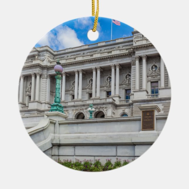 Ornamento De Cerâmica Biblioteca do Congresso (Frente)