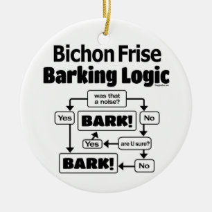 Ornamento De Cerâmica Bichon Frise Barking Logic