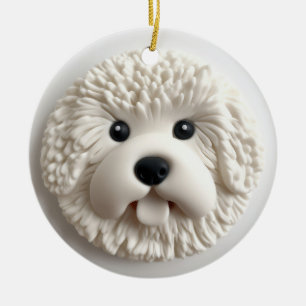 Ornamento De Cerâmica Bichon Frise Dog 3D Inspirado