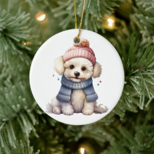Ornamento De Cerâmica Bichon Frise Dog Art Personalizado