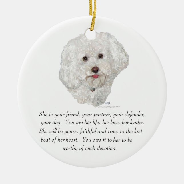 Ornamento De Cerâmica Bichon Frise KeepsasaemFEMALE (Frente)