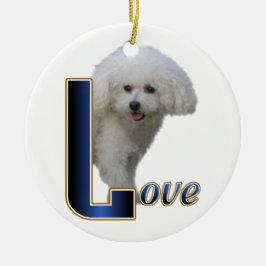 Ornamento De Cerâmica Bichon Frise Love