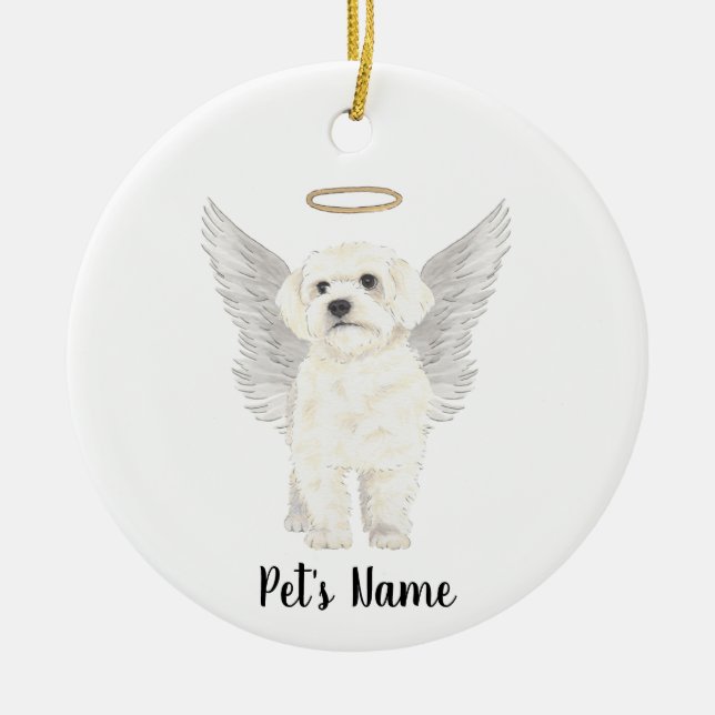 Ornamento De Cerâmica Bichon Havanese Maltese Cão Simpatia Memorial  (Frente)