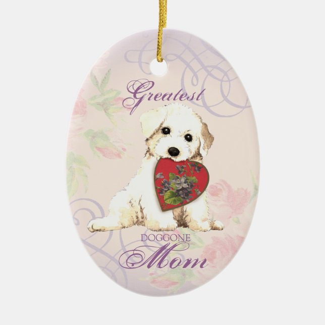 Ornamento De Cerâmica Bichon Heart Mãe Cerâmica Ornament (Frente)