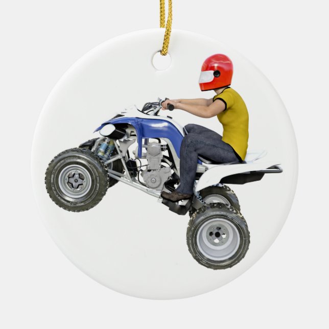 Ornamento De Cerâmica Bicicleta ATV do quadrilátero no perfil lateral (Frente)
