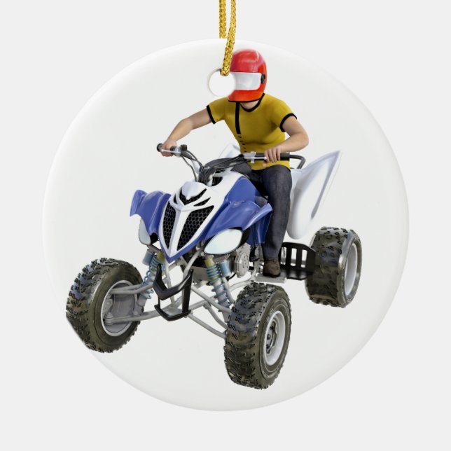 Ornamento De Cerâmica Bicicleta ATV do quadrilátero que vem à parte (Frente)