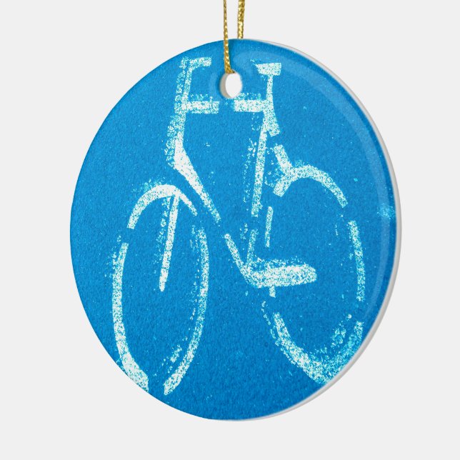 Ornamento De Cerâmica Bicicleta Branco Azul (Esquerda)