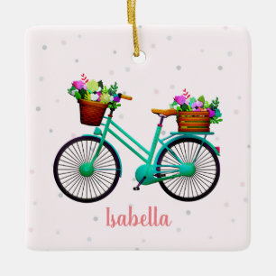 Ornamento De Cerâmica Bicicleta de Aquarela Cuja Carga