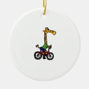 Ornamento De Cerâmica Bicicleta legal Girafa