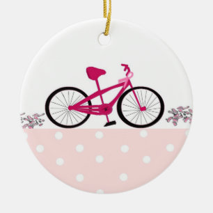 Ornamento De Cerâmica Bicicleta pela Cura - Bicicleta Rosa