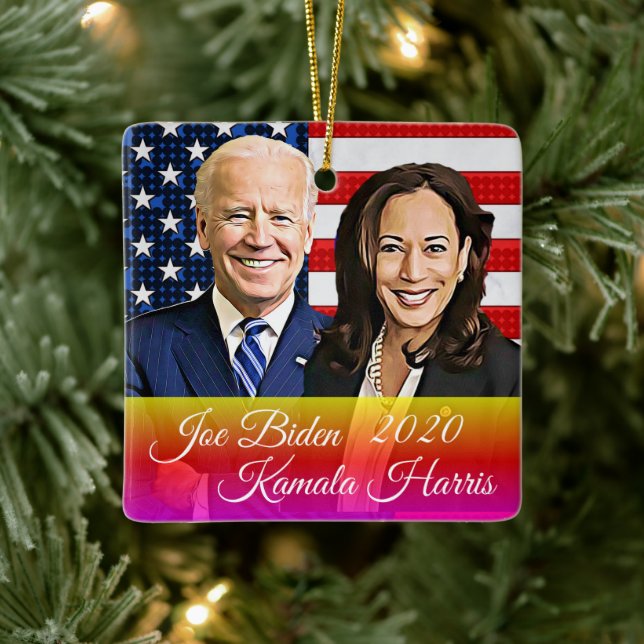 Ornamento De Cerâmica Biden e Harris Keepsaem Souvenir 2020 (Árvore)