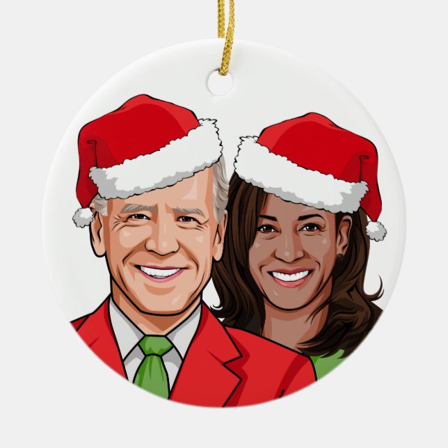 Ornamento De Cerâmica Biden Harris 2020 Holiday Ceramic Ornament (Frente)