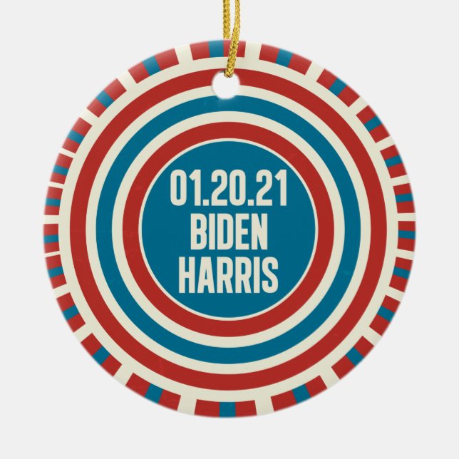 Ornamento De Cerâmica Biden Harris Inauguração Dia de posse (Frente)