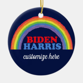 Ornamento De Cerâmica Biden Harris Rainbow Custom Democrat no Natal